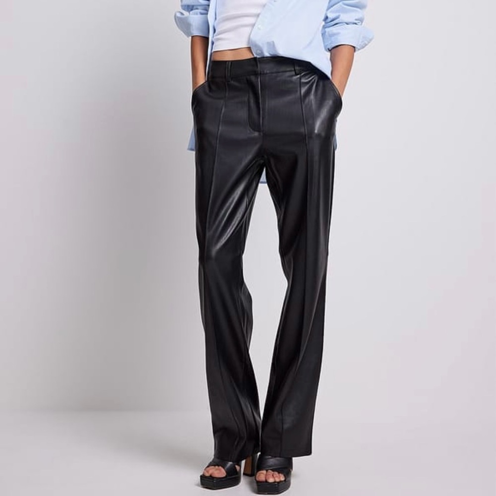 NA-KD PU Mid Rise Faux Leather Pants